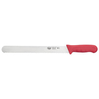 Winco Stäl 12-Inch Wavy Edge Slicer Knife with Red Polypropylene Handle