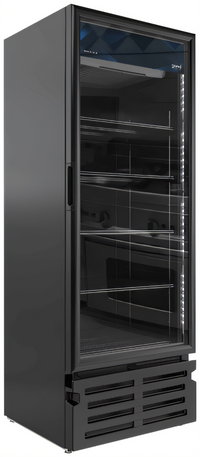 Omcan One-Section Reach-In Refrigerator with Glass Door, 19.2 Cu. Ft., Bottom-Mount, Black