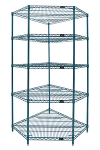 Quantum 5-Shelf Stationary Wire Shelving Starter Kit, 42 x 24 Inches, Green Epoxy Antimicrobial Finish
