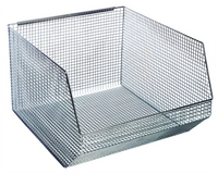 Quantum Rectangular Chrome Mesh Stack & Hang Bin with Rear Hanger, 18-1/2 x 17-1/8 x 11-1/8 Inches