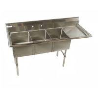 Klinger's Trading Economy 3-Compartment Stainless Steel Sink with 24-Inch Right Drainboard