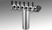 Perlick Winged Tee Countertop Glycol-Cooled 5-Faucet Draft Tower, Polished Chrome