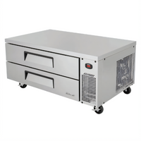 Turbo Air Super Deluxe 52-1/4-Inch Wide 2-Drawer Chef Base Refrigerator, Self-Contained Side-Mounted Refrigeration, Stainless Steel, 9.1 Cu. Ft.