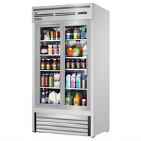 Everest Refrigeration EMGR33-SS 2-Section Glass Door Merchandiser Refrigerator, 33 Cu. Ft., Sliding Doors, Stainless Steel