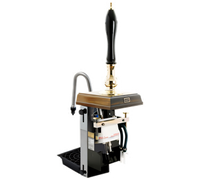 Micro Matic Clamp-On Single Pull Hand Pump Beer Engine with Water Cooling, Wood Base and Brass Finish