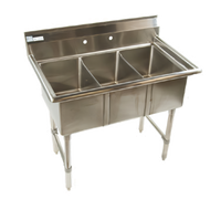 Klinger's Trading Economy 41-Inch Three-Compartment Stainless Steel Sink Without Drainboards