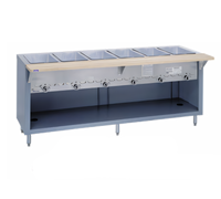 Thurmaduke 3-Well Gas Steam Table, 46 Inch Wide, Stainless Steel Top, Paint Grip Steel Base