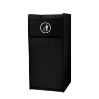 Omcan 36-Gallon Cabinet-Style Trash Receptacle with Swing Door and Tray Holder, Black