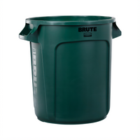 Rubbermaid BRUTE 10 Gallon Round Vented Trash Container, Dark Green