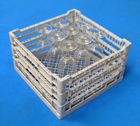 Lamber 15-1/2 Inch Gray Plastic Open Glass Rack for 16 x 16 Undercounter Glasswashers, 9-Inch High