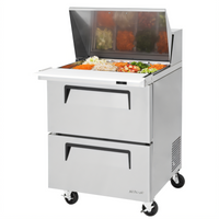 Turbo Air Super Deluxe One-Section Sandwich/Salad Mega Top Prep Table Refrigerator with 2 Drawers, 12-Pan Opening