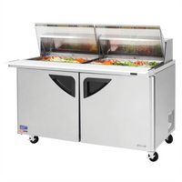 Turbo Air Super Deluxe 60-Inch Two-Section Sandwich/Salad Mega Top Prep Table with Clear Lids, 24-Pan Opening