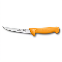 Swibo 5-Inch Curved Boning Knife with Orange Handle