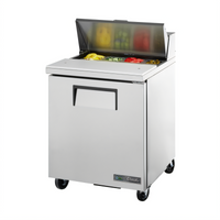 True 27-Inch Wide One-Section Sandwich/Salad Prep Table with 8-Pan Top, 1 Door, and Rear-Mounted Self-Contained Refrigeration