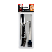 Krampouz Waffle Maker Accessory Set with Stainless Steel Brush, Tweezers, and Pick
