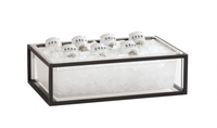 Cal-Mil Milo Black Powder Coated Metal Ice Housing with Clear Polycarbonate Pan and Liner, 12 x 20 x 7 Inches