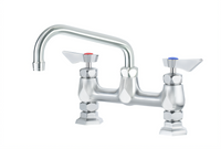 Krowne Diamond Series 8-Inch Center Raised Deck Mount Commercial Manual Faucet with 6-Inch Swing Spout