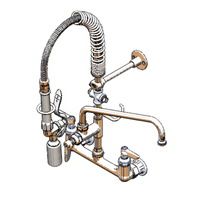 T&S Brass EasyInstall Mini Wall-Mount Pre-Rinse Unit with 12-Inch Swivel Add-On Nozzle, 8-Inch Centers
