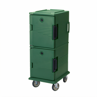 Cambro Ultra Camcart Front-Loading Double-Compartment Insulated Food Pan Carrier, 60 Qt Per Compartment, Kentucky Green