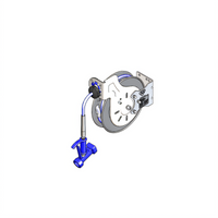 Open Epoxy-Coated Retractable Hose Reel System with 35-Foot 3/8-Inch Hose and Stainless Steel Front Trigger Spray Valve