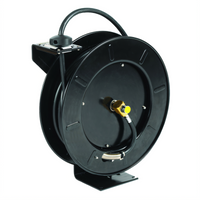 equip Open Epoxy-Coated Steel Retractable Hose Reel with 3/8-Inch x 50-Foot Non-Marking Hose
