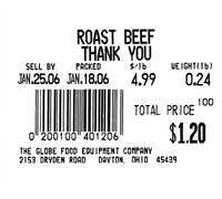 Globe Standard Food Scale Labels for GSP30A and GSP30B Scales, 2.36 x 1.73 Inch