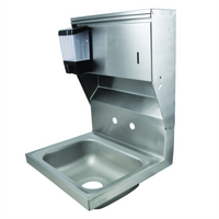 BK Resources Wall-Mounted 14 x 10 T-304 Stainless Steel Hand Sink with Integral Towel Dispenser