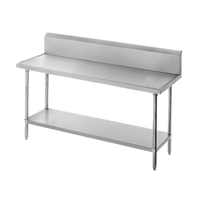 Advance Tabco VKS-3610 120-Inch x 36-Inch 14-Gauge 304 Stainless Steel Work Table with 10-Inch Backsplash and Undershelf