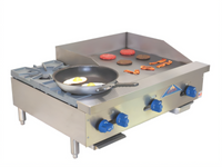 Comstock-Castle FHP36-24T 36-Inch Countertop Gas Hotplate/Griddle Combination with 2 Open Burners and Thermostatic 24-Inch Griddle