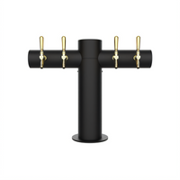 Micro Matic Metropolis T-Style 4-Faucet Glycol-Cooled Beer Tower, Matte Black