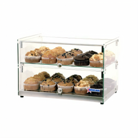 Non-Refrigerated Countertop Pastry Display Case, Square Front Glass, 50 Liter, Full/Self-Service