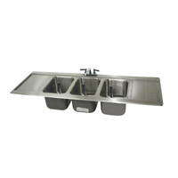 Advance Tabco Bar King Supreme Drop-In 3-Compartment Bar Sink with Dual Drainboards and Faucet