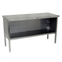 John Boos EBOS4-30132 Open Front Enclosed Base Stainless Steel Work Table with Fixed Undershelf, 132 x 30 Inches
