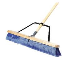 Carlisle 24-Inch Hardwood Block Push Broom Floor Sweep with Handle, Fine Plastic Bristles, Blue