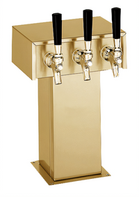 Perlick 3-Faucet Tee Tower Style Beer Dispensing Kit with Tarnish-Free Brass Finish