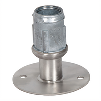 BK Resources Adjustable Stainless Steel Over White Metal Flange Foot with Holes for 1-5/8-Inch Round Tubing