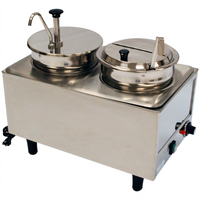 Benchmark Dual Well Sauce Warmer with 2 x 7 Qt Wells, Pump and Ladle