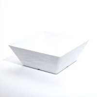 American Metalcraft Square Melamine Serving Bowl, 208 oz., Faux Slate, White