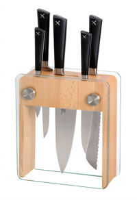 ZüM 6-Piece Wood and Glass Knife Block Set