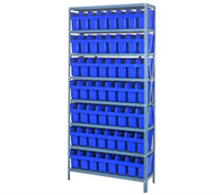 Quantum Heavy-Duty Stationary Wire Shelving Unit with 56 Bins, 36 x 12 x 75 Inches