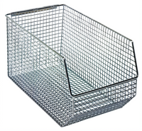 Quantum Rectangular Mesh Stack & Hang Bin, Chrome Plated, 14-1/2 x 8 x 7 Inches