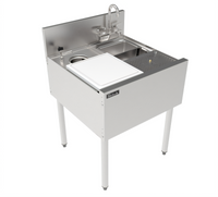 Perlick Top Shelf Series 24-Inch Freestanding Underbar Prep Sink with Sink Bowl, Cutting Board, Glass Rinser, and Tool Well Faucet