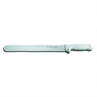 Sani-Safe 12-Inch Scalloped Roast Slicer Knife with White Polypropylene Handle