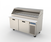 Randell 68-Inch 2-Section Refrigerated Raised Rail Prep Table with Right-Side Compressor, 30 x 1/6 Pan Capacity