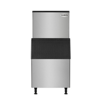 KoolMore Stainless Steel Air-Cooled Freestanding Commercial Cube Ice Machine with 375 lb. Storage Bin