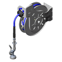 T&S Brass Open Stainless Steel Retractable Hose Reel with 35' Hose and 1.15 GPM Spray Valve