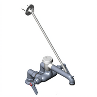 T&S Brass Deck-Mount Mop Sink Faucet with Vacuum Breaker, 6-Inch Rigid Spout and Wall Brace, Polished Finish