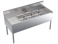 Krowne Royal Series Three-Compartment Underbar Sink Unit with Left and Right Drainboards, 60-Inch W x 24-Inch D