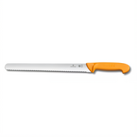 Swibo 10-Inch Wavy-Edge Larding Knife with Orange Handle