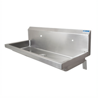 BK Resources ADA Two-Station Wall-Mounted Handwash Sink with Basket Drain, 60 Inch Wide